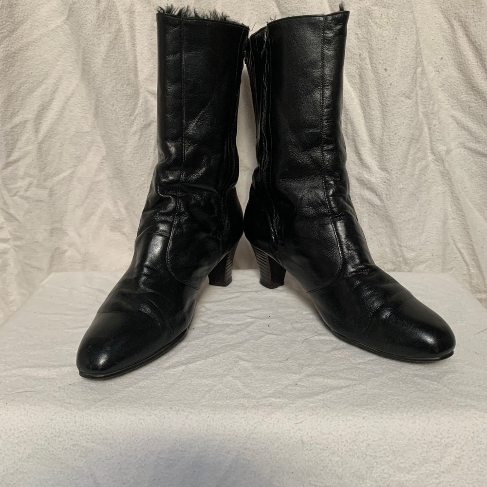 Women’s Leather Boots with Faux Sherpa Lining